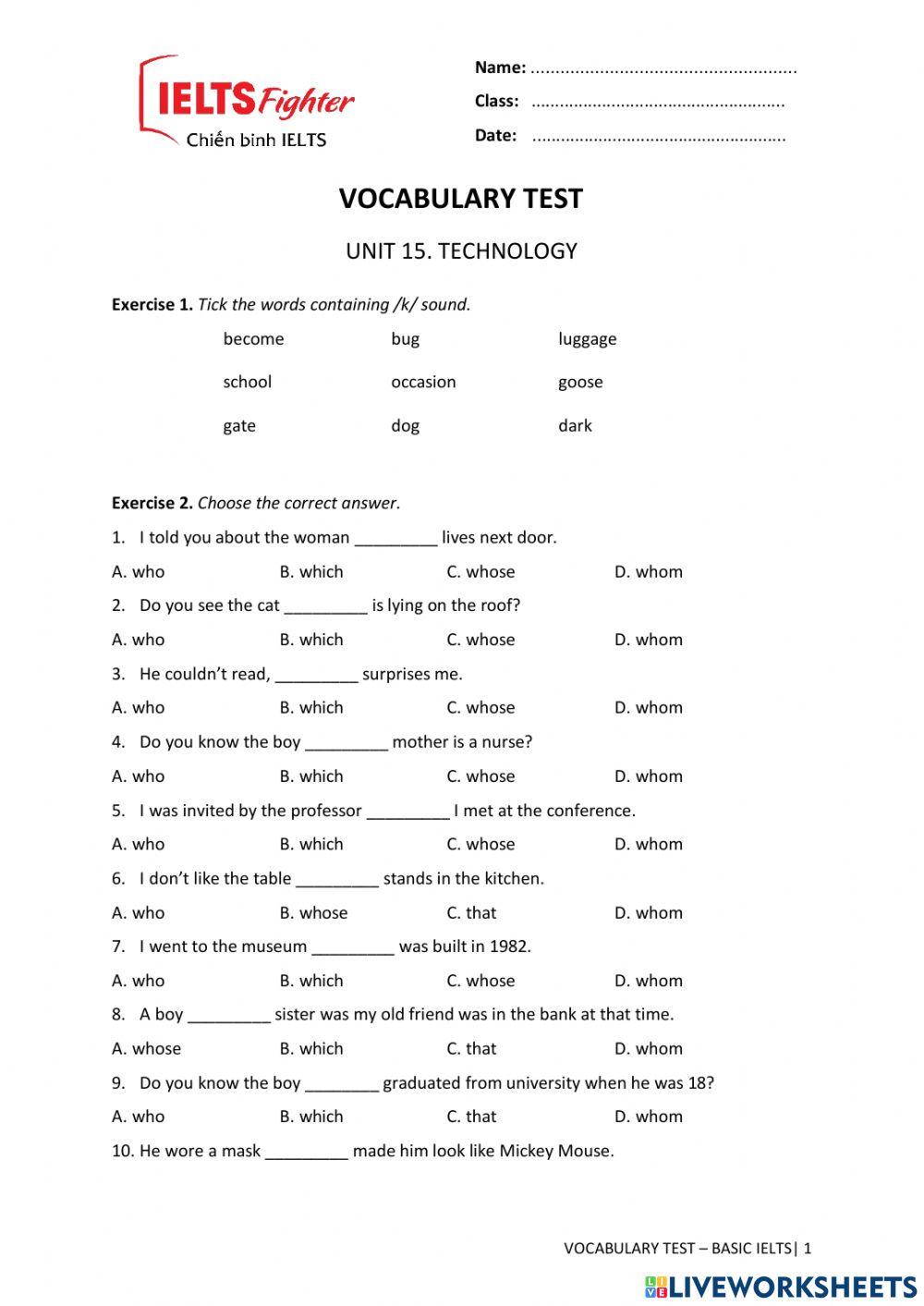 Vocab Test U15 BASIC IELTS 1969184 thuthaovo2 Live
