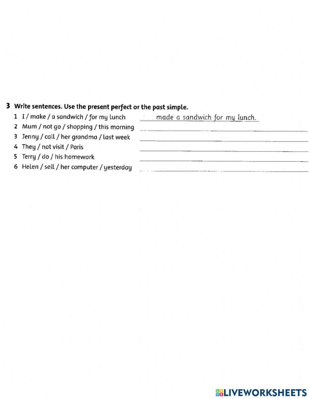 Present perfect vs past simple sentences