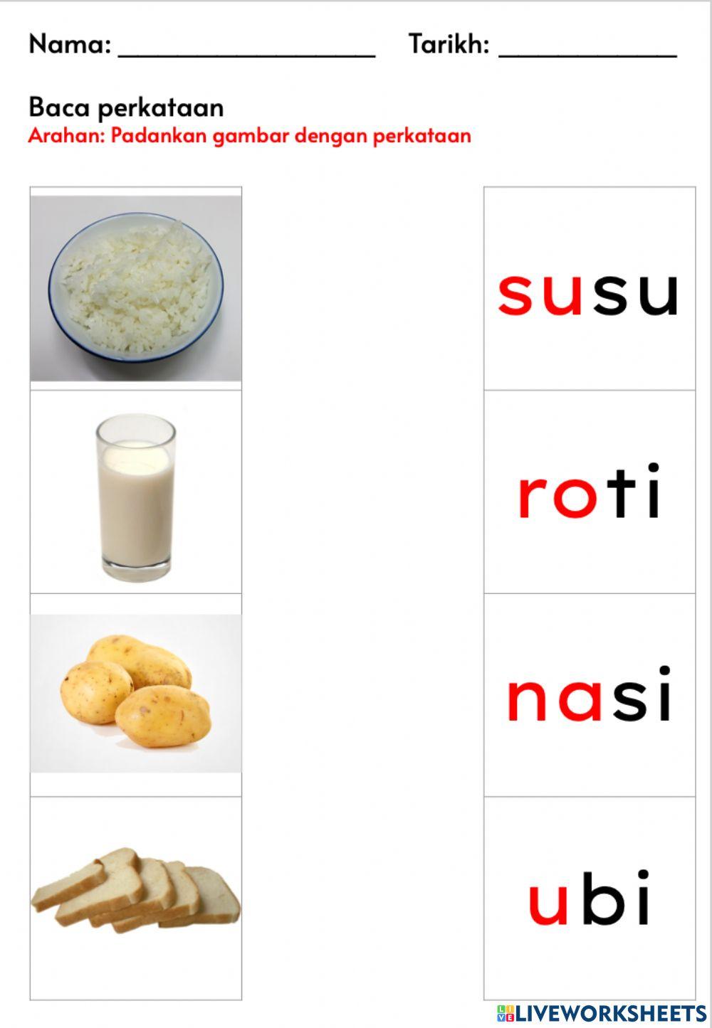 Makanan: padankan gambar dengan perkataan