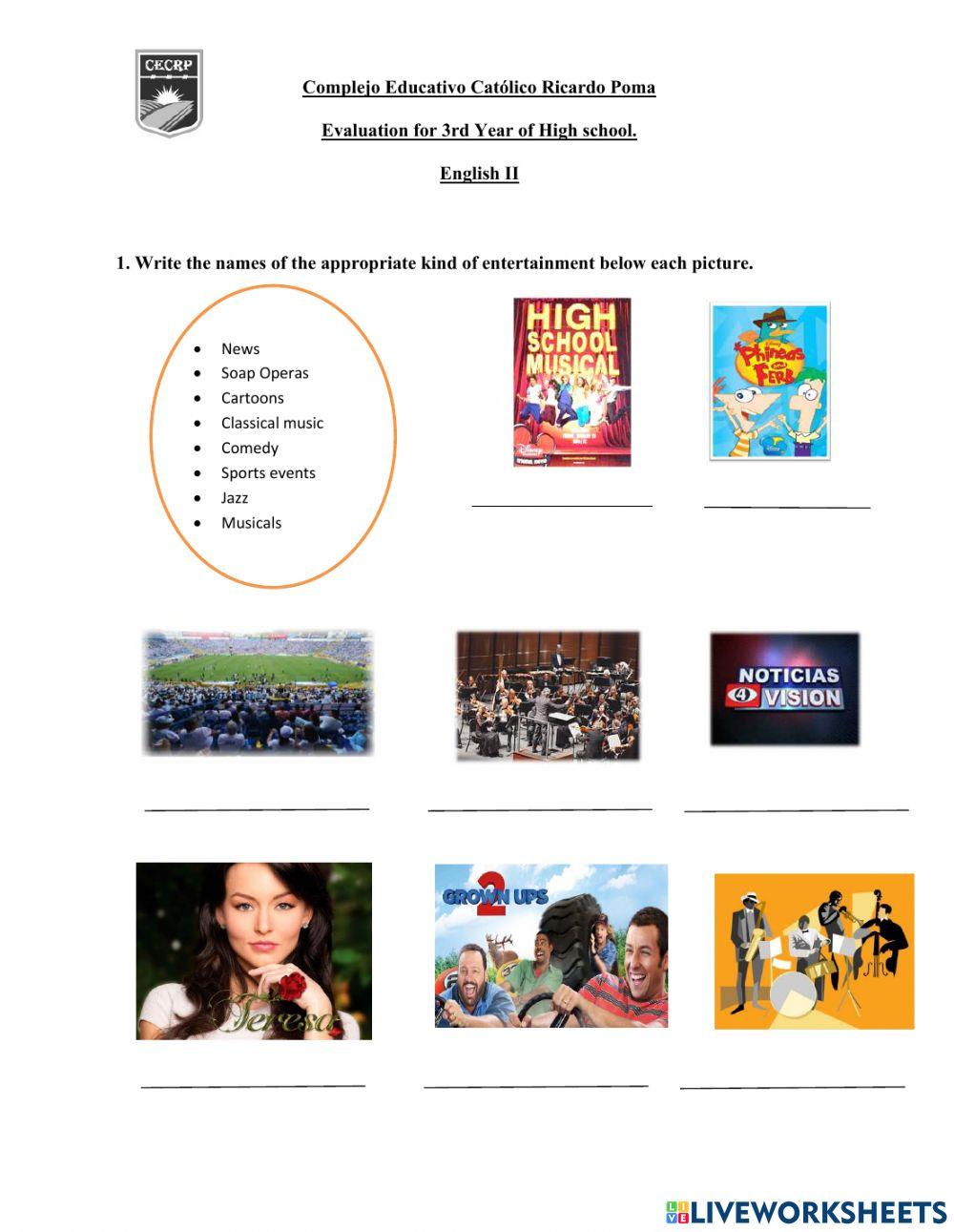 Exam for 3rd year High School