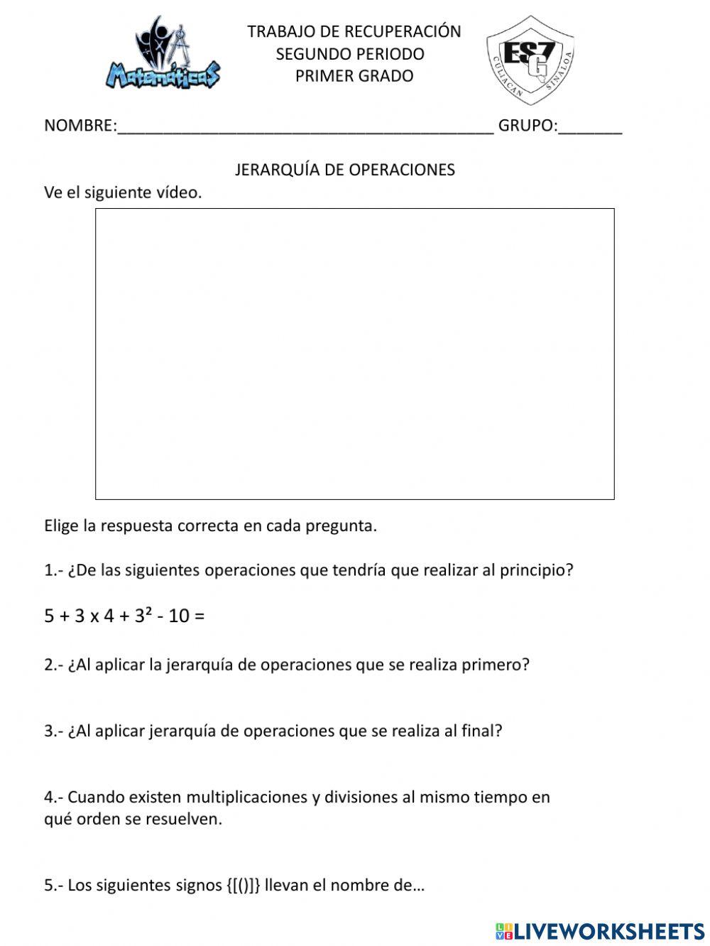 Recuperación primer grado