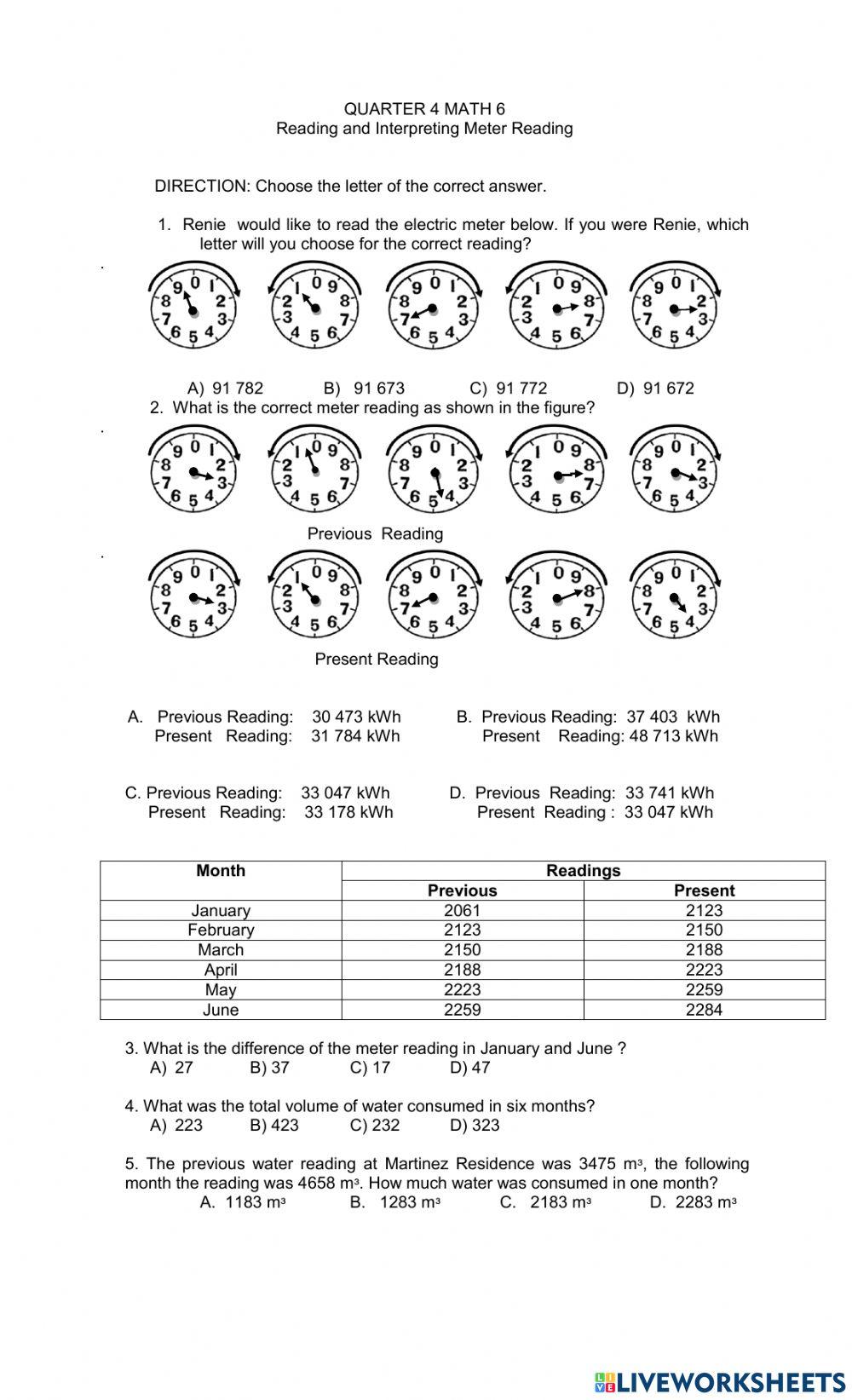 Electric Meter Reading Worksheet electric-meter-reading-worksheet