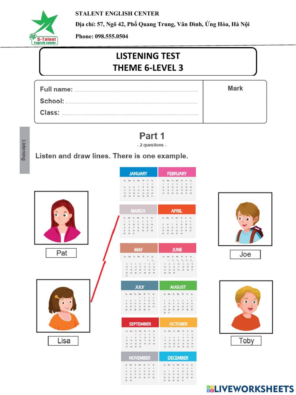 Listening Test Theme 6 Level 3