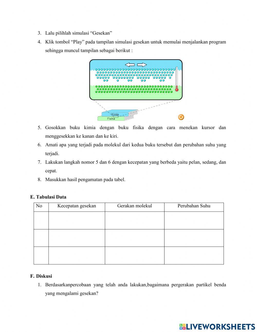 Lembar Kerja Praktikum Gesekan dan Panas Berbasis PhET