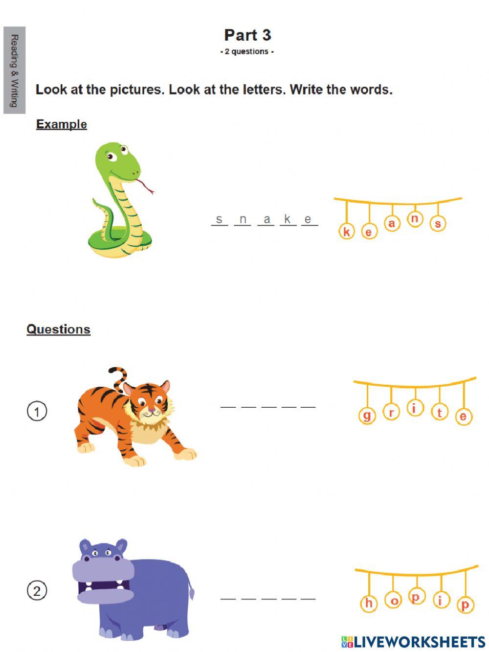 Reading and writing test theme 7 level 2