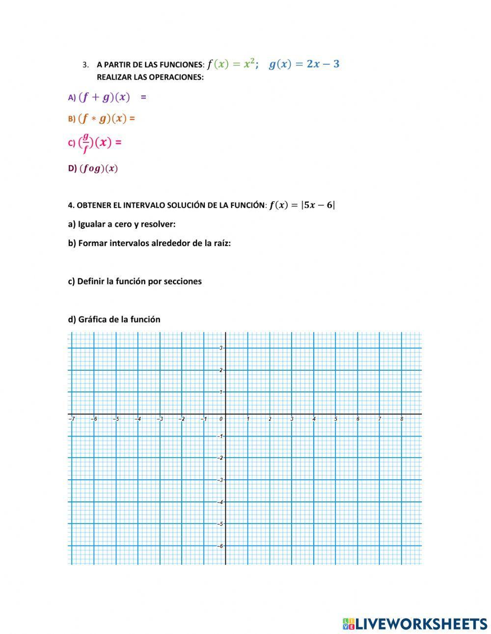 Funciones, operaciones con funciones y funcion valor absoluto