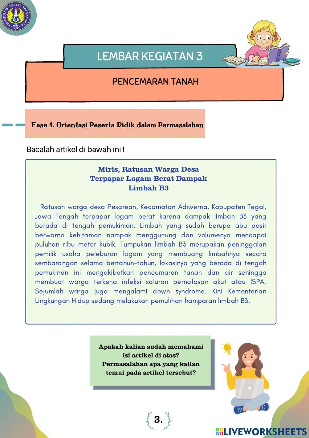 E-LKPD IPA Berbasis PBL Materi Pencemaran Tanah