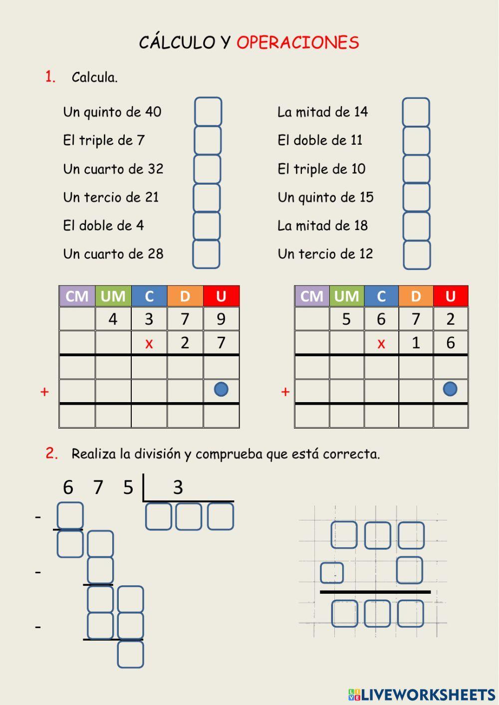 Cálculo y operaciones