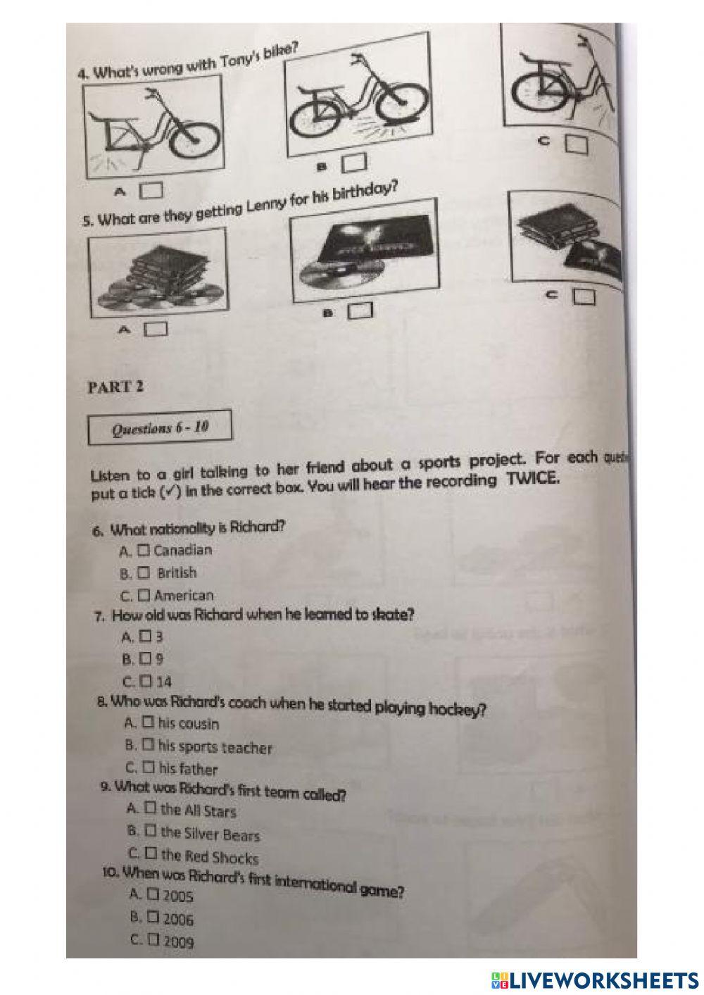 Listening A2-Test 14