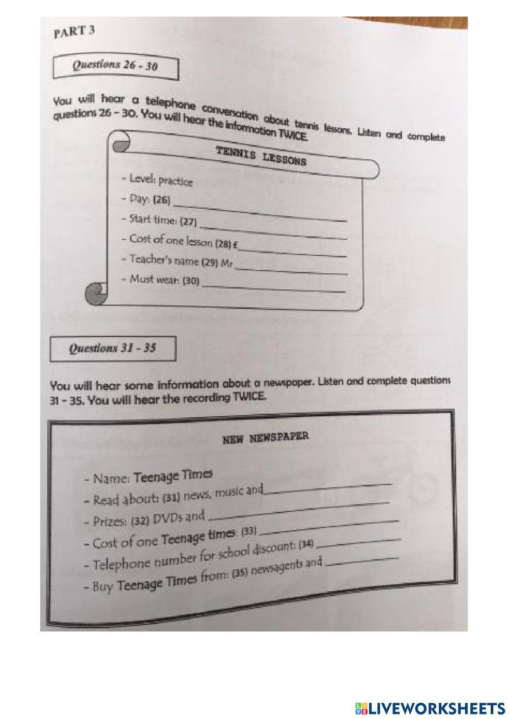 Listening A2-Test 14