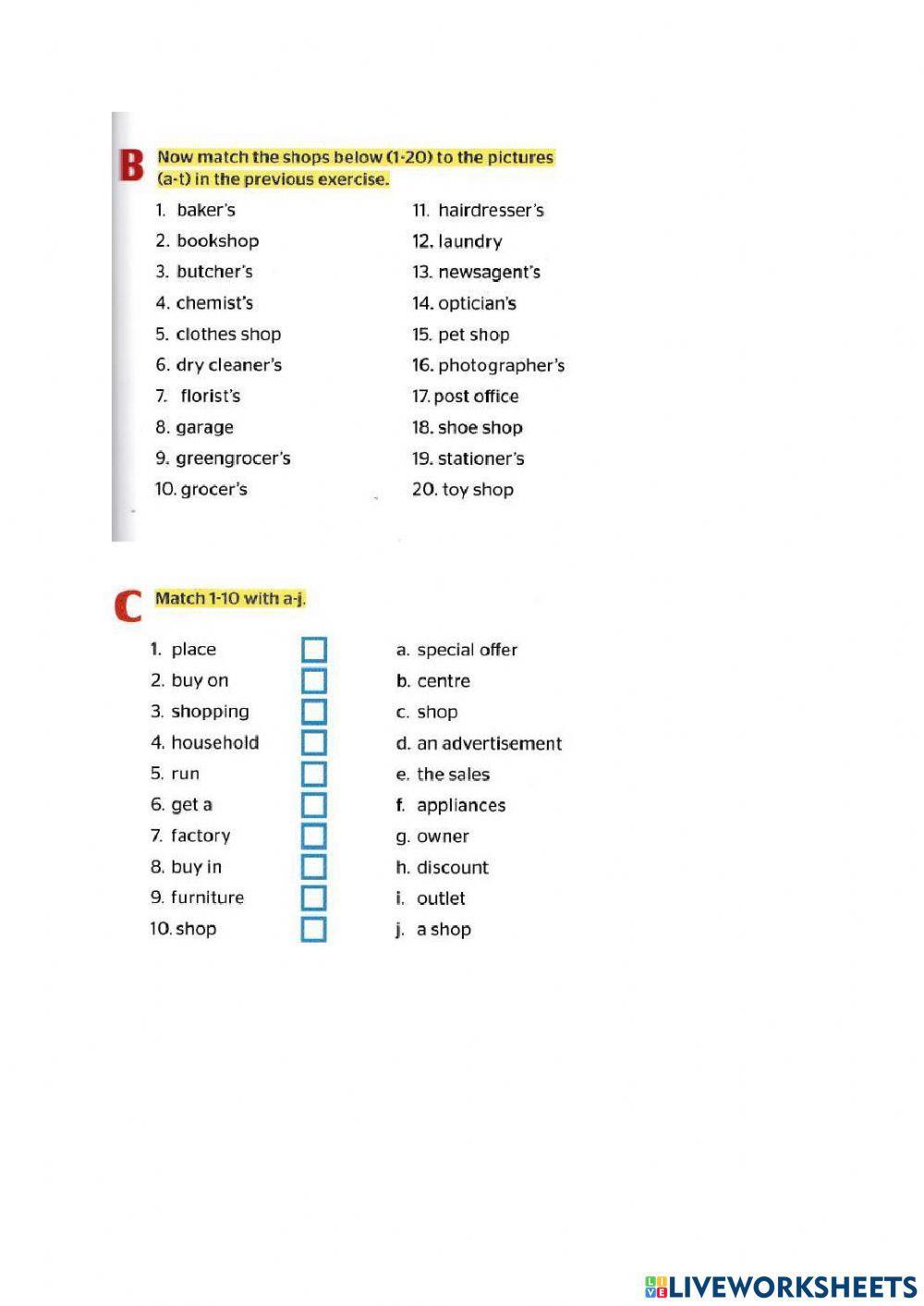 Shopping and services