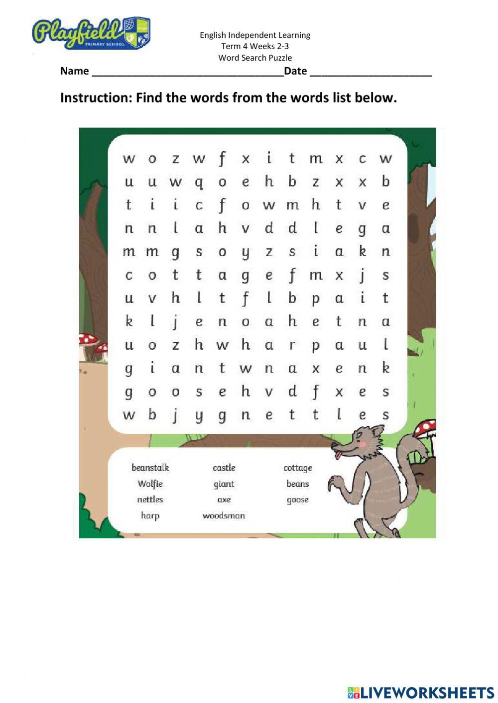 Word Search online exercise for 1 | Live Worksheets