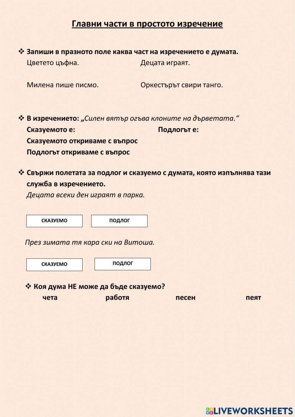 Главни части