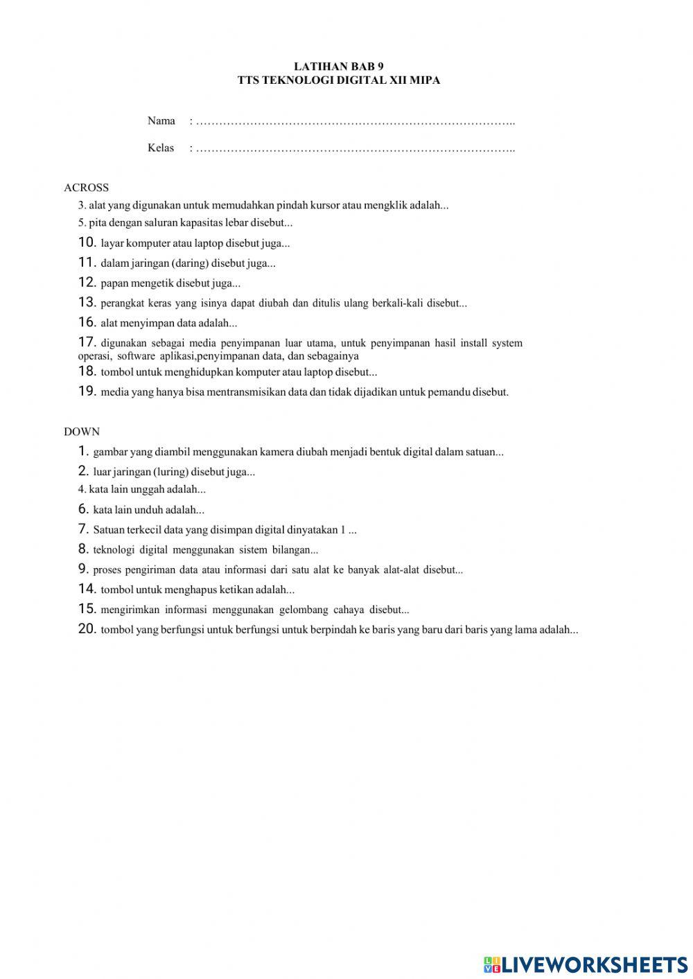 Latihan Bab 9 Teknologi Digital