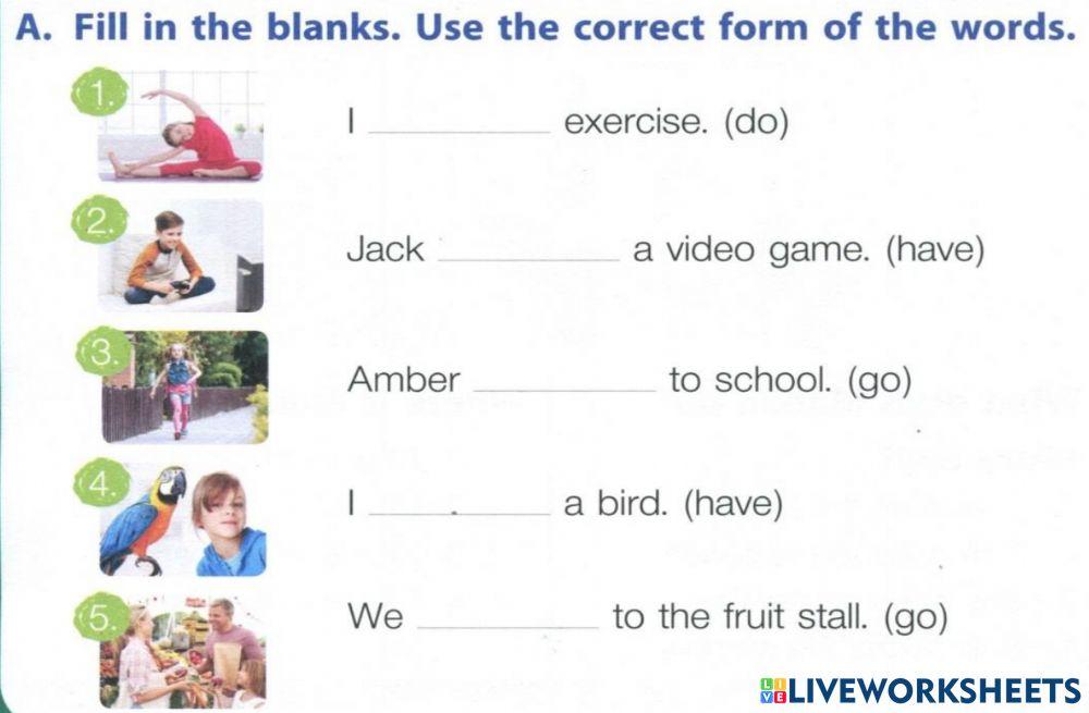 Fill in the blanks. Use the correct from of the words.