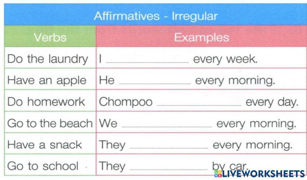 Affirmatives - Irregular