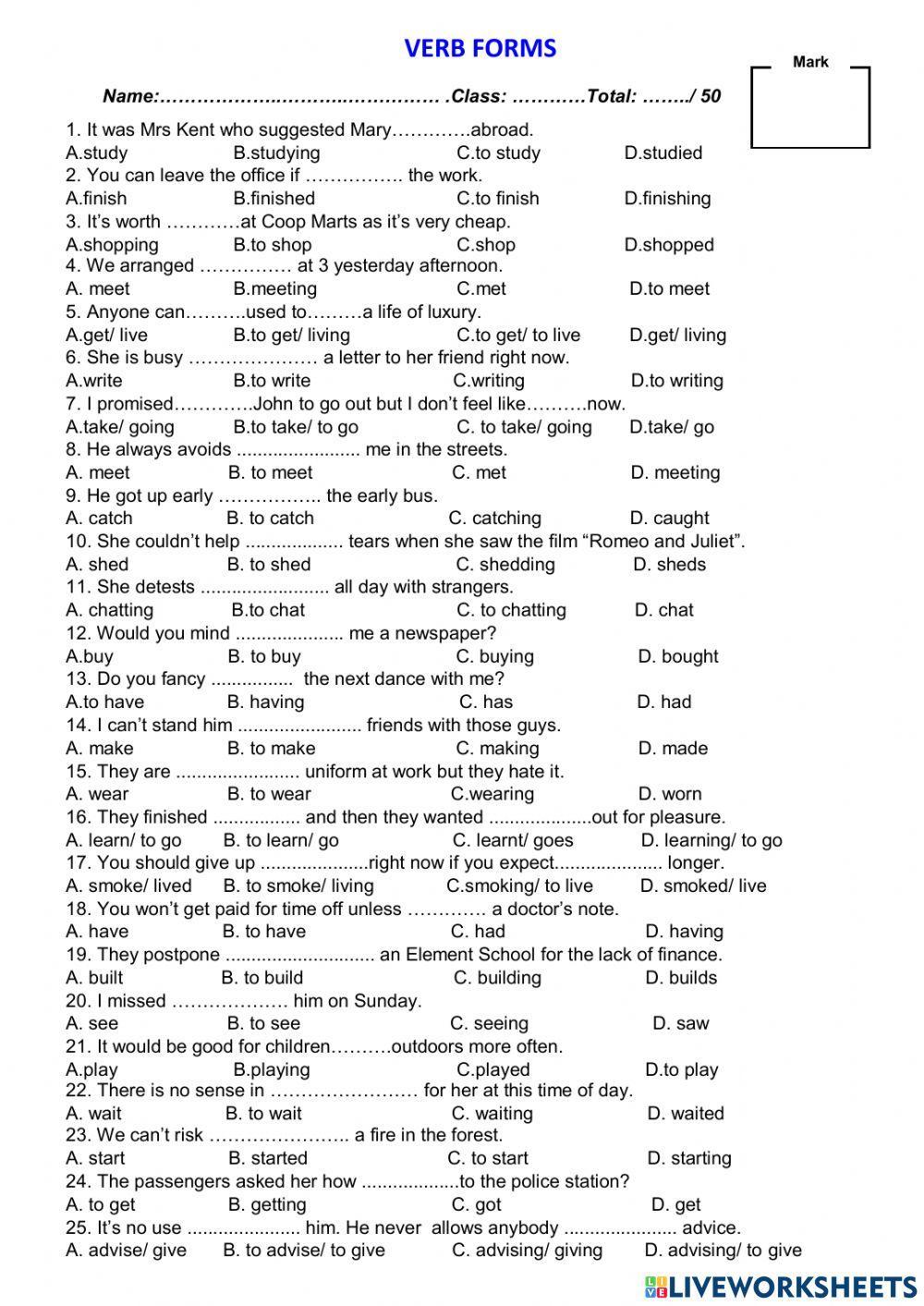 Verb form - full - Ms Phuong