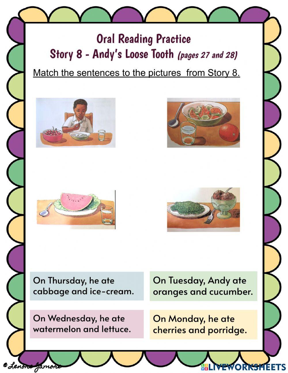 Oral Reading Practice - Story 8, pages 27 and 28