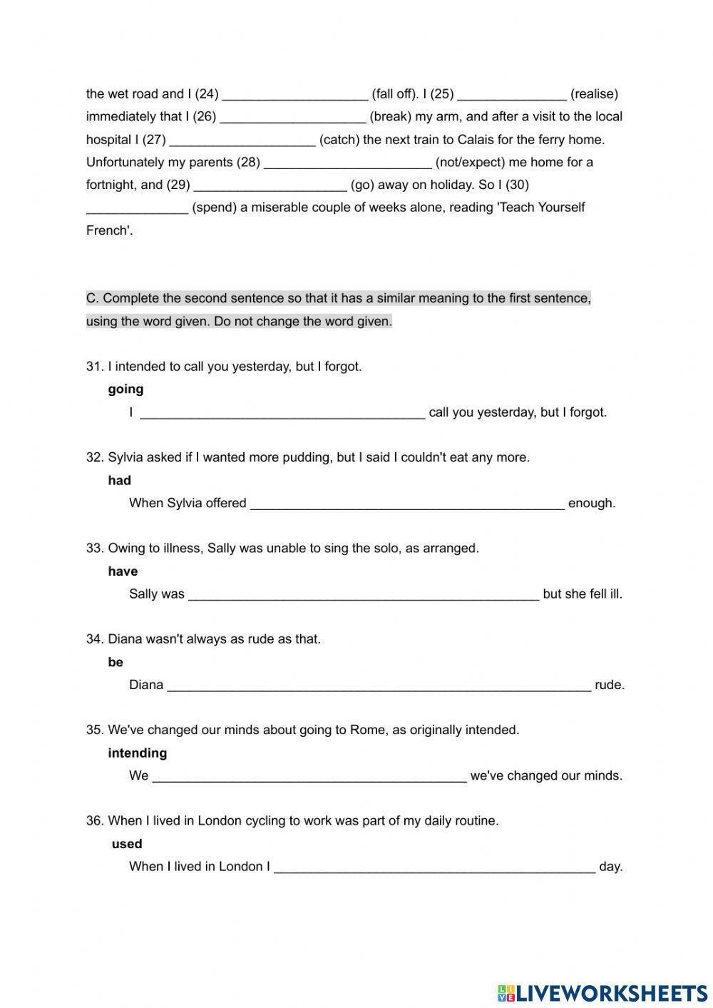 Grammar Practice - Past and Present perfect
