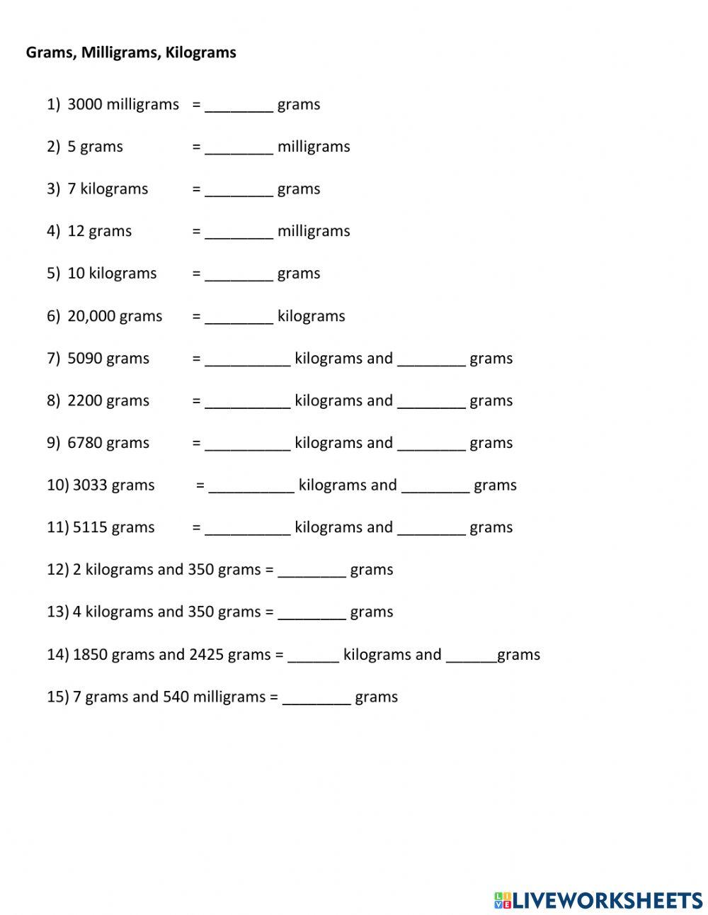 Unit conversion activity Live Worksheets