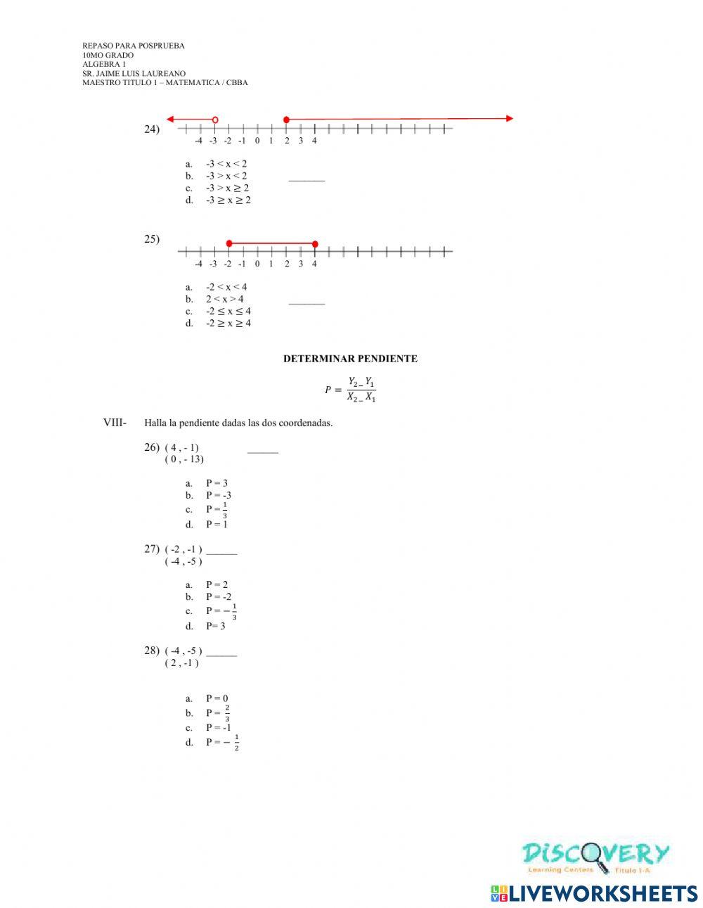 Repaso de Criterios de Matematica de la PosPrueba - 10mo