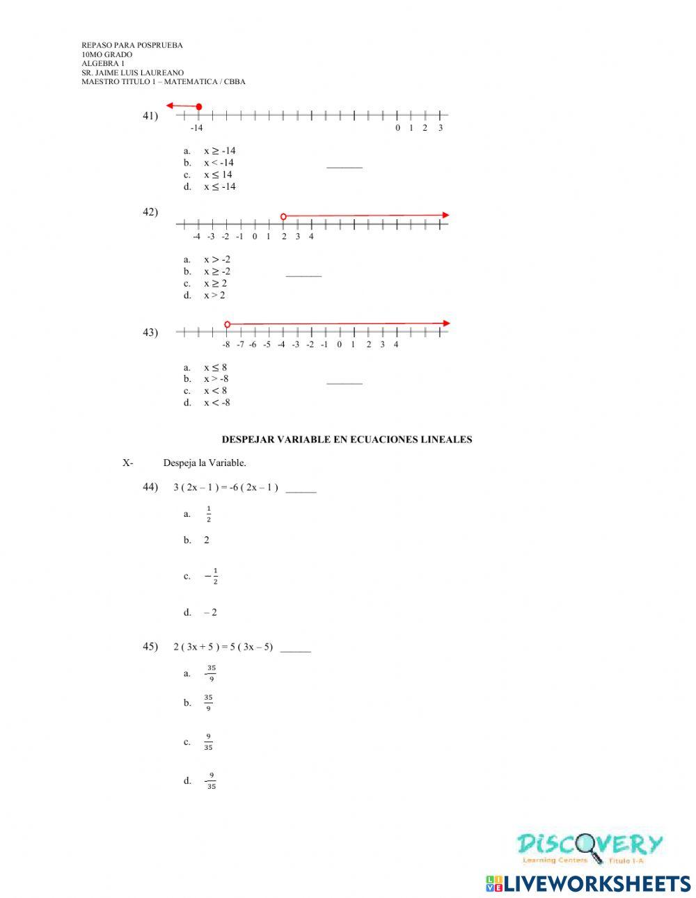 Repaso de Criterios de Matematica de la PosPrueba - 10mo