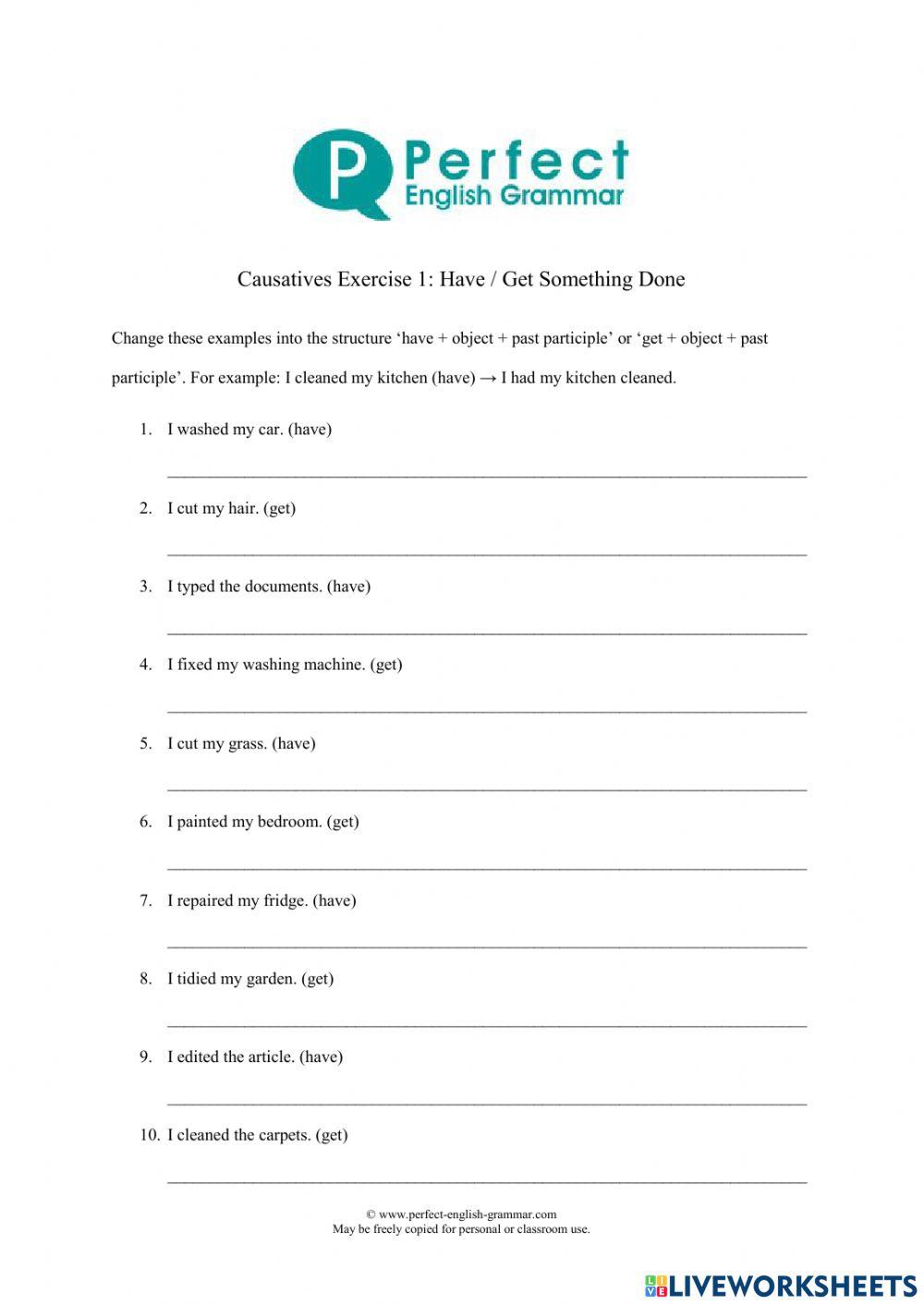 THE CAUSATIVE exercises