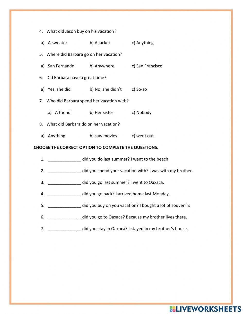 WH-Questions in Past Simple