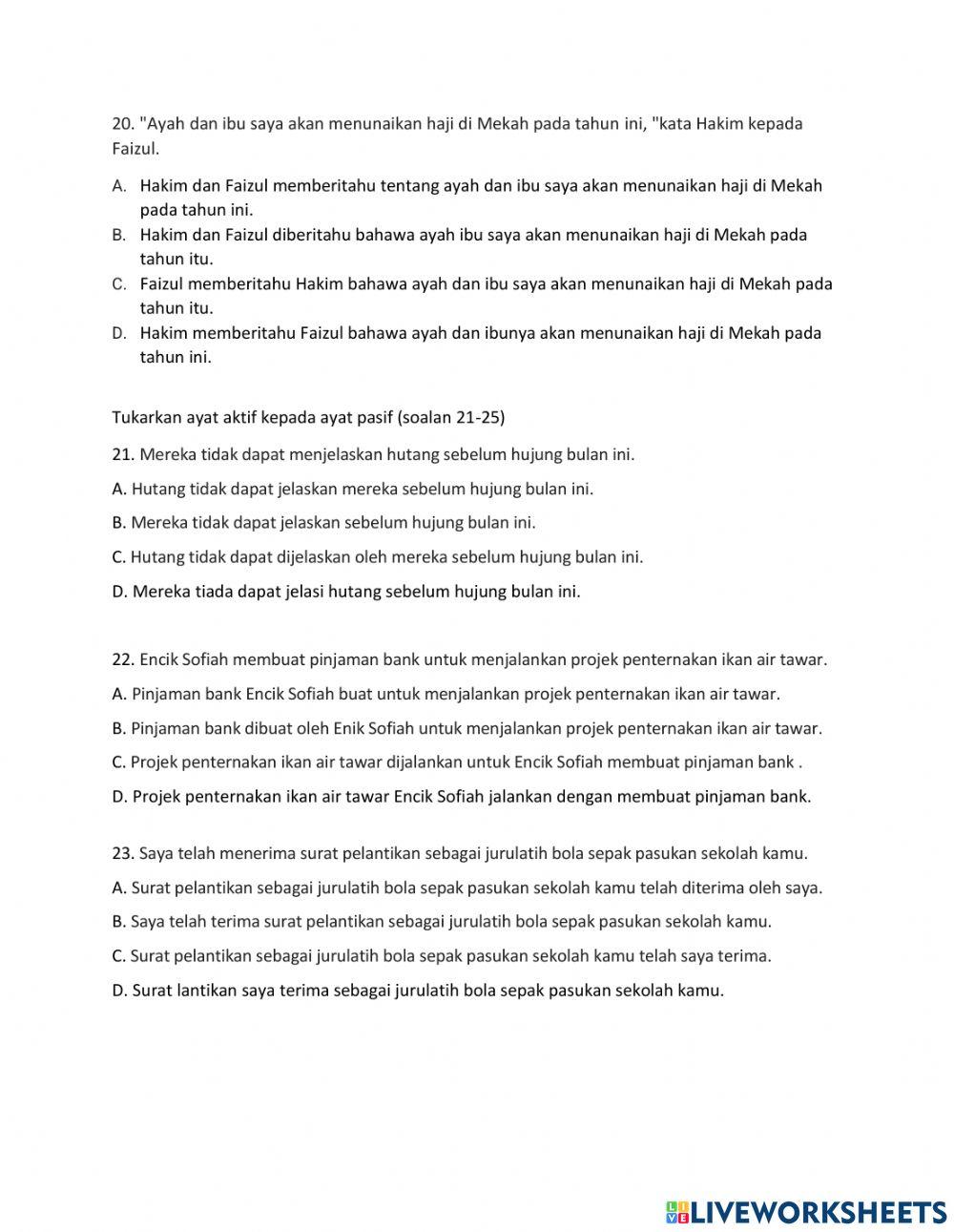 Ujian Topikal Bahasa Melayu Tahun 11