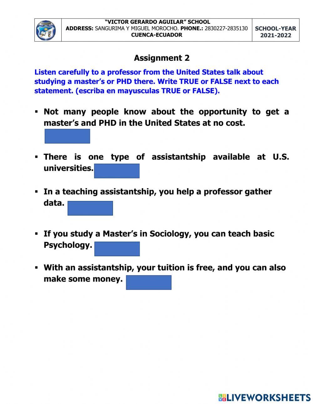 Assignment 2: Listening Scholarships