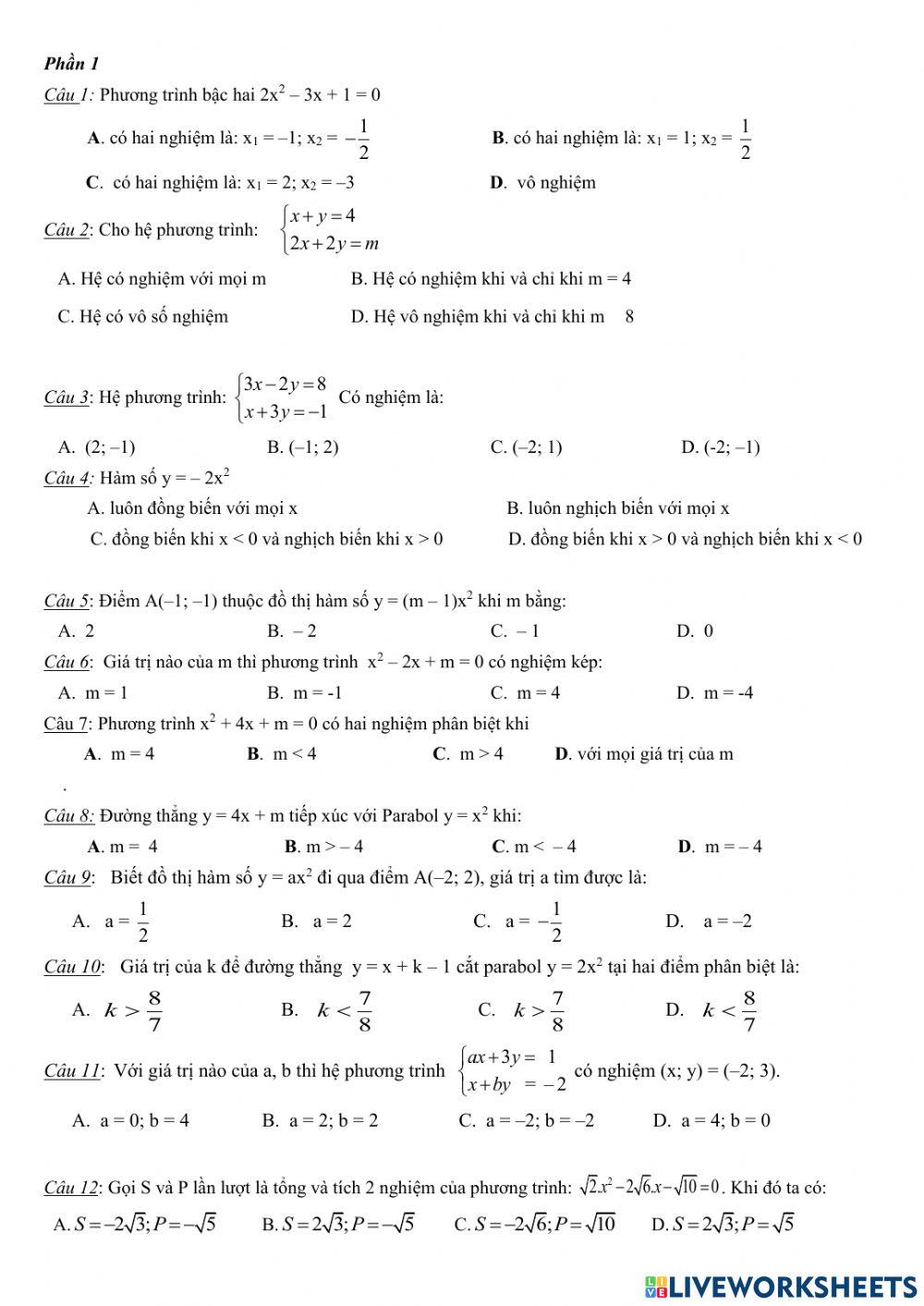 Đề ôn tập Toán 9 (1)