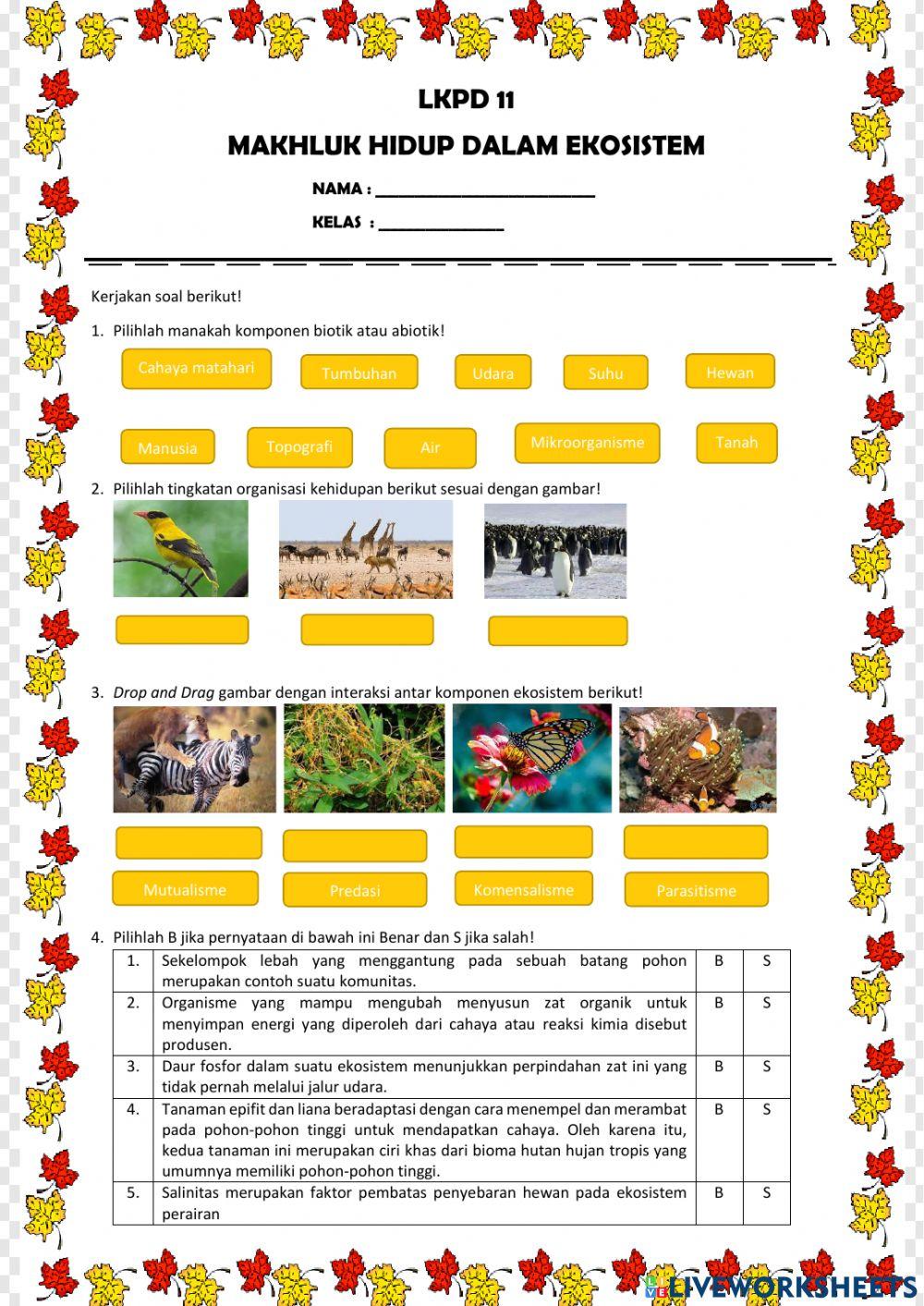 LKPD 11 Makhluk Hidup Dalam Ekosistem