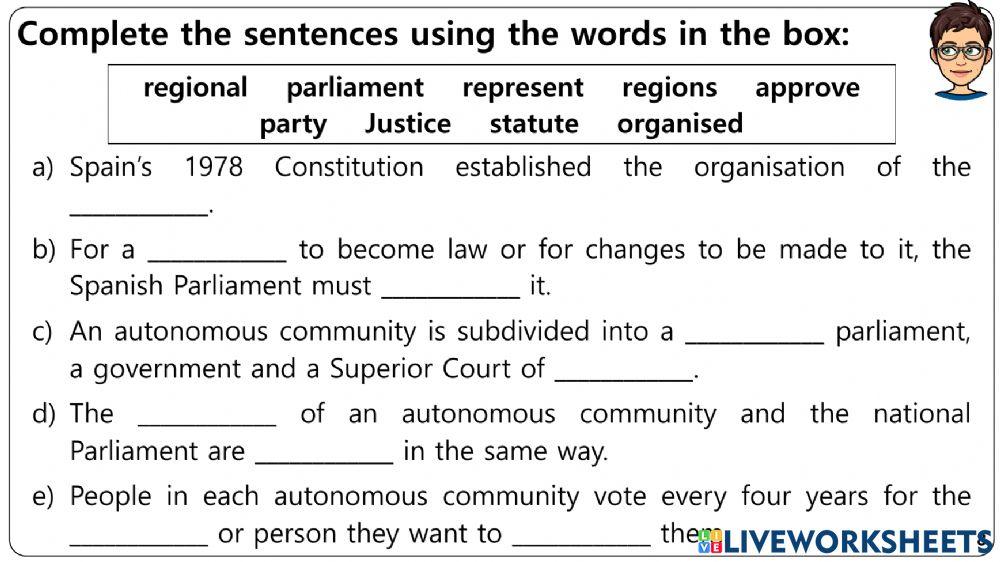 Spain's Political System Worksheets (2)