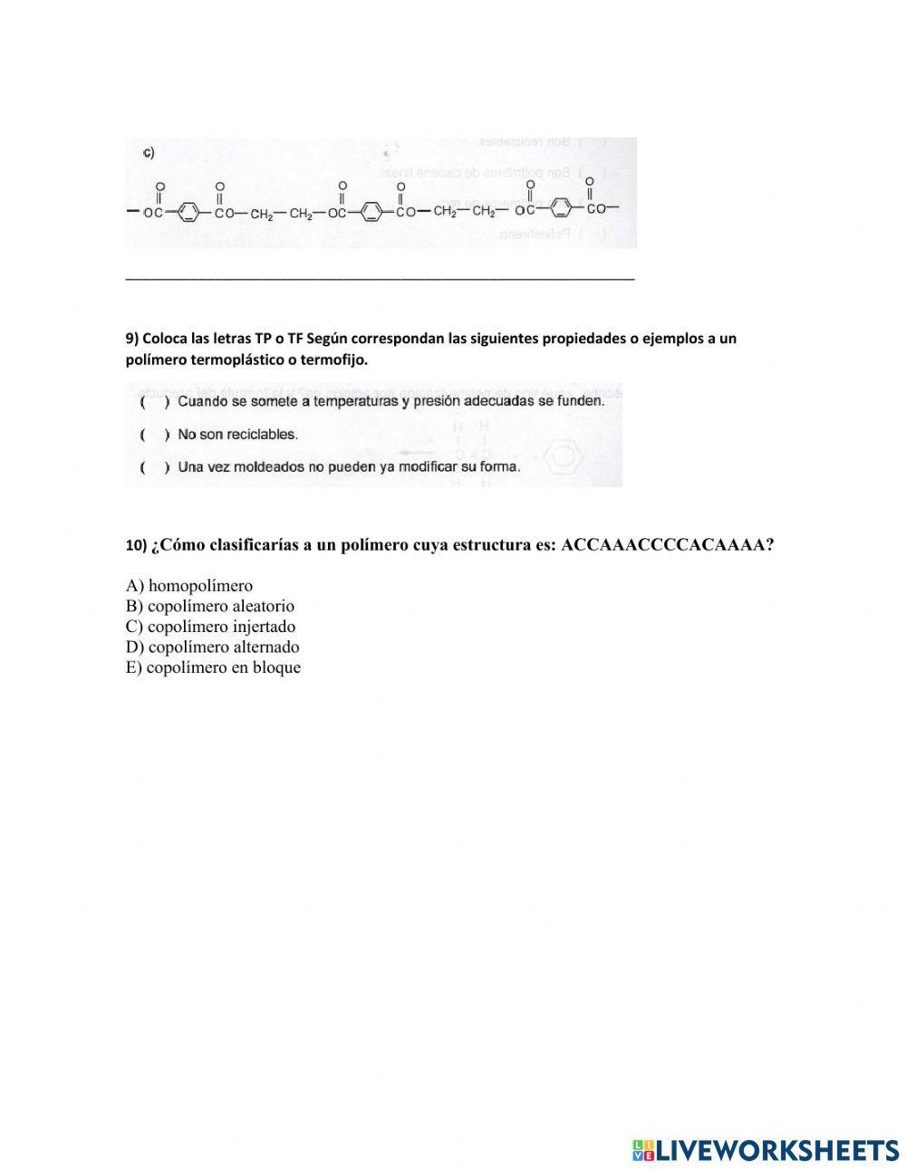 Clasificación de polímeros