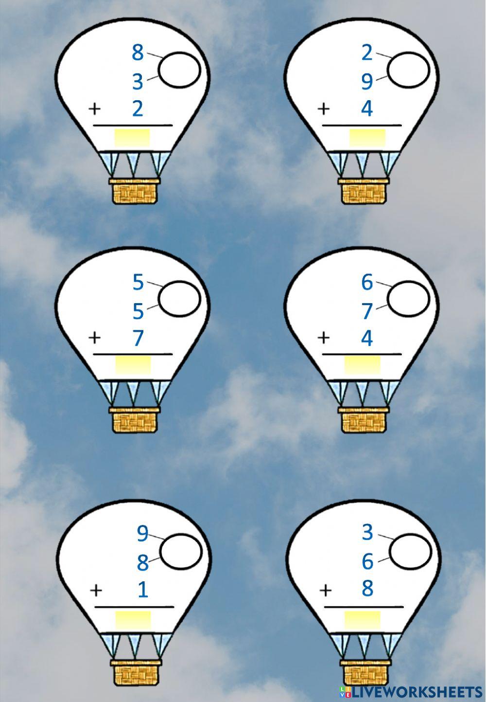 Sumas de 3 números de 1 cifra