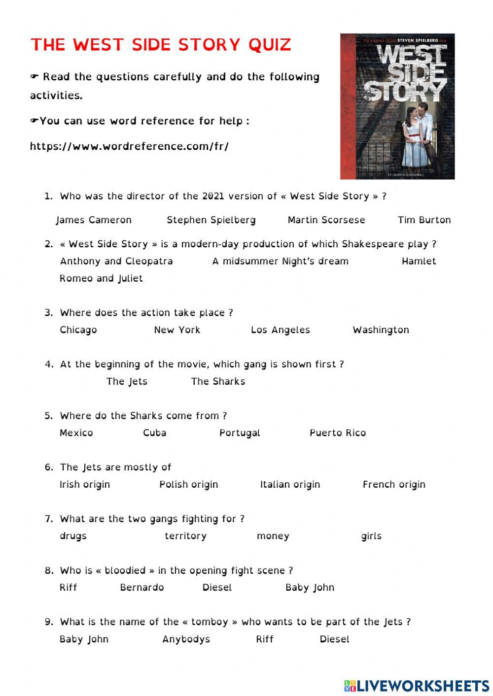 West side story 2021 quiz