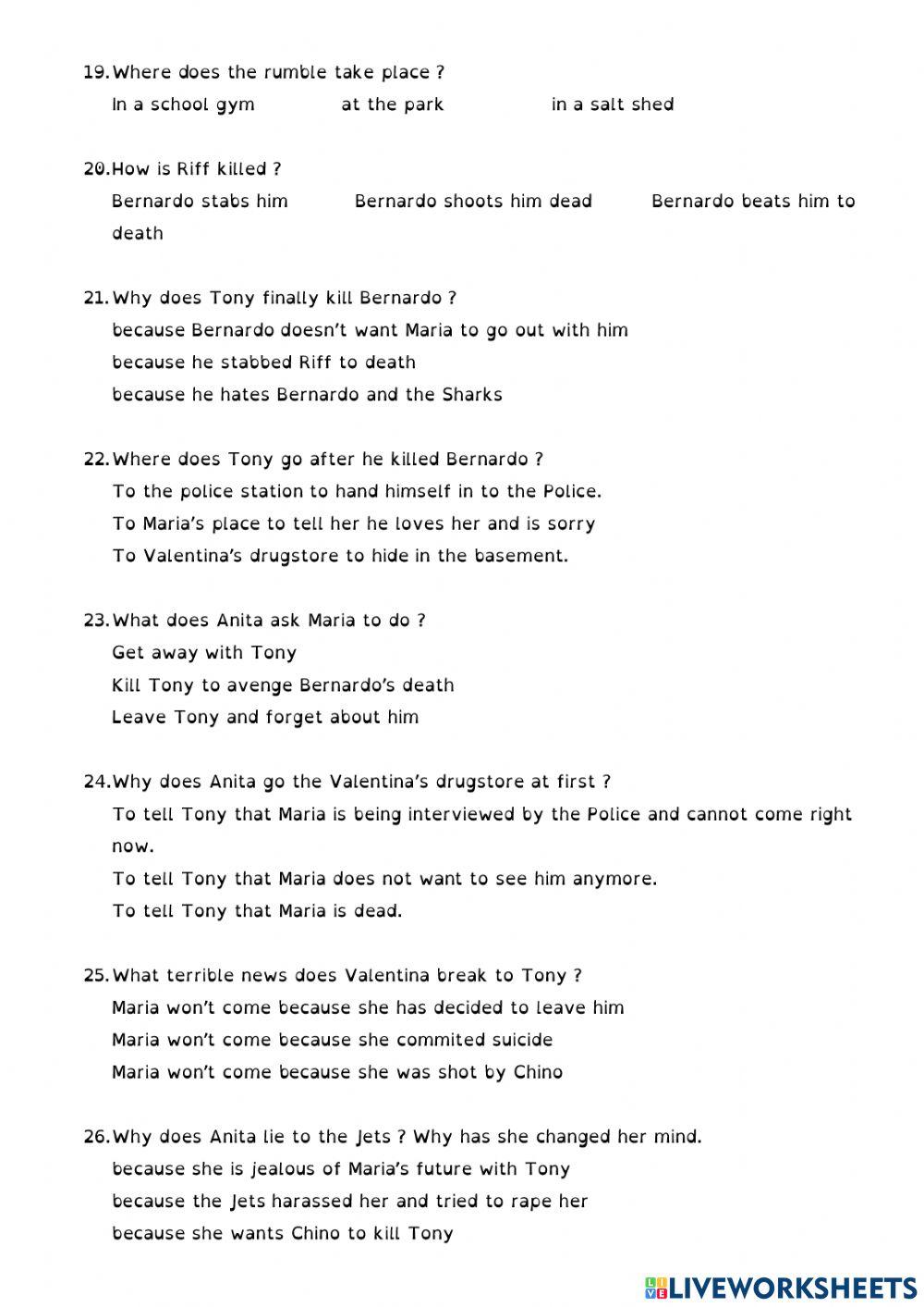 West side story 2021 quiz