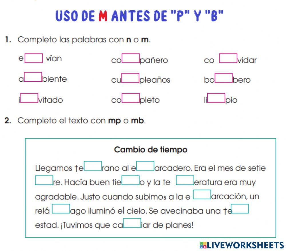 Uso de m antes de p y b