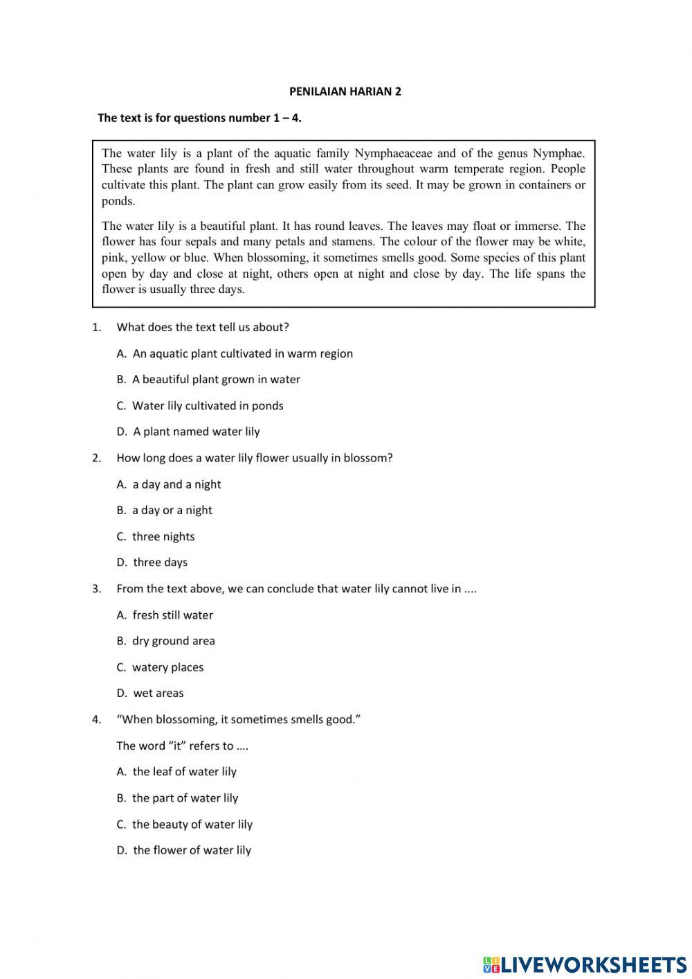 Penilaian Harian 2 Kelas 9