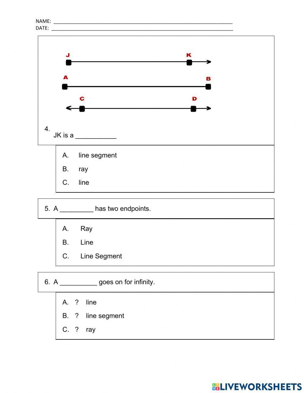 Lines Points Line Segments Rays Angles