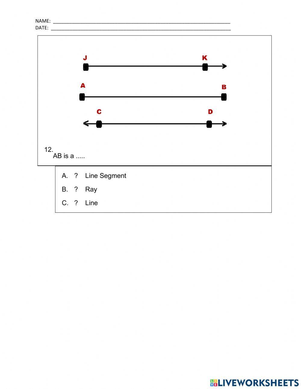 Lines Points Line Segments Rays Angles