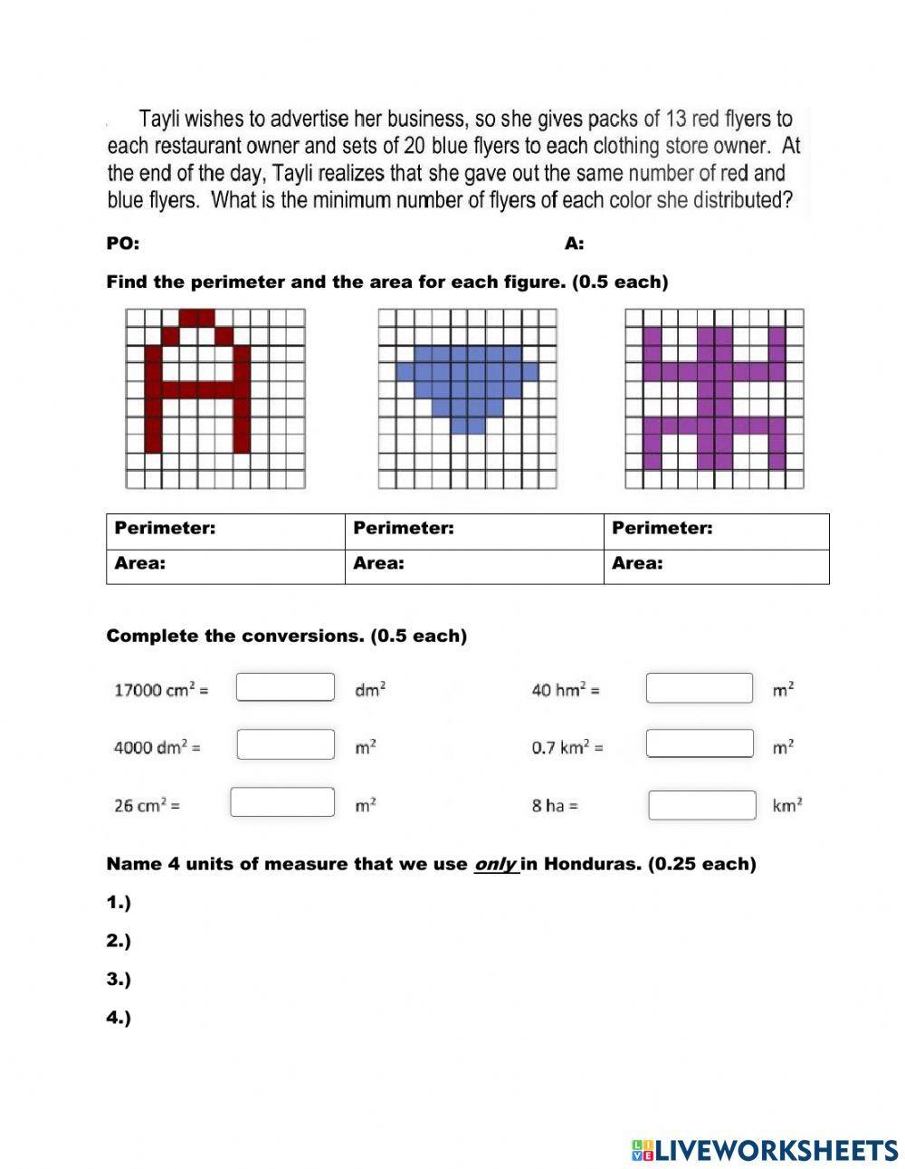 Math Exam 5th grade worksheet | Live Worksheets