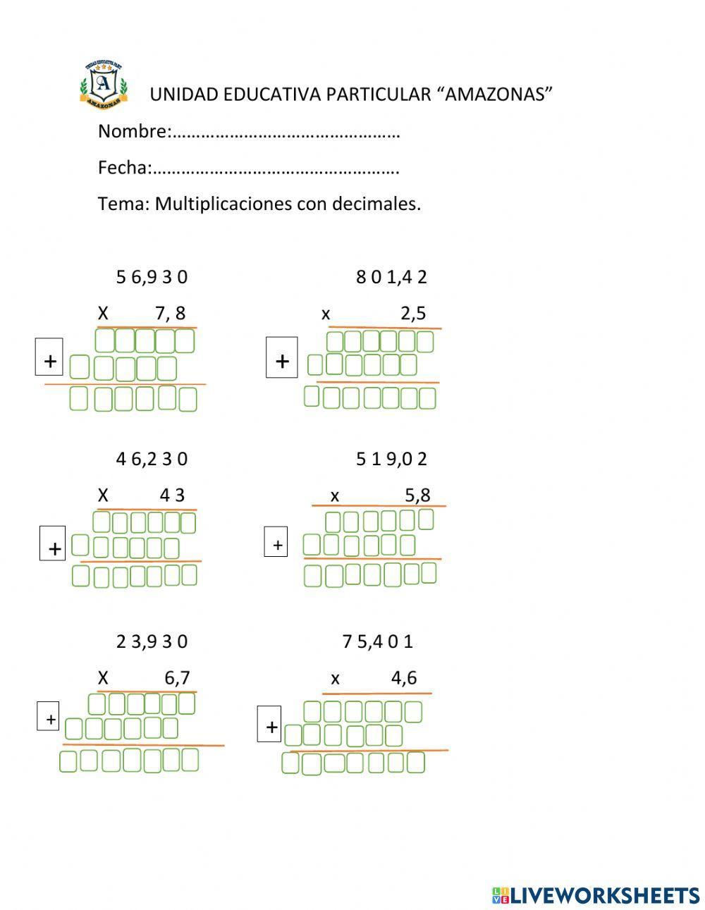 Multiplicaciones con decimales