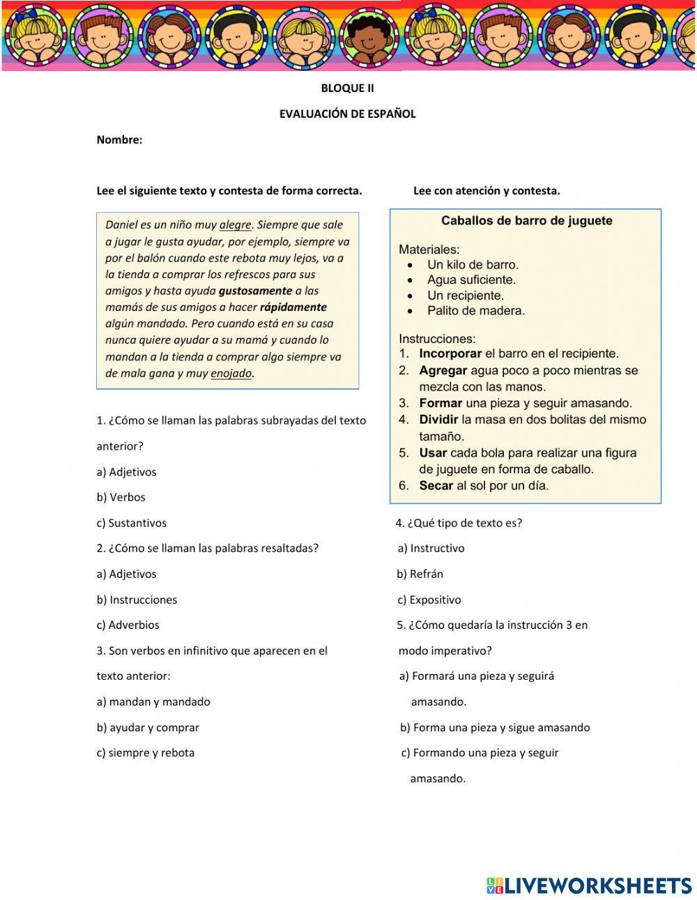 Evaluación segundo trimestre