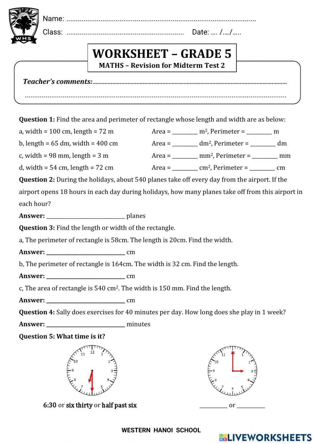 Revision for Midterm test 2