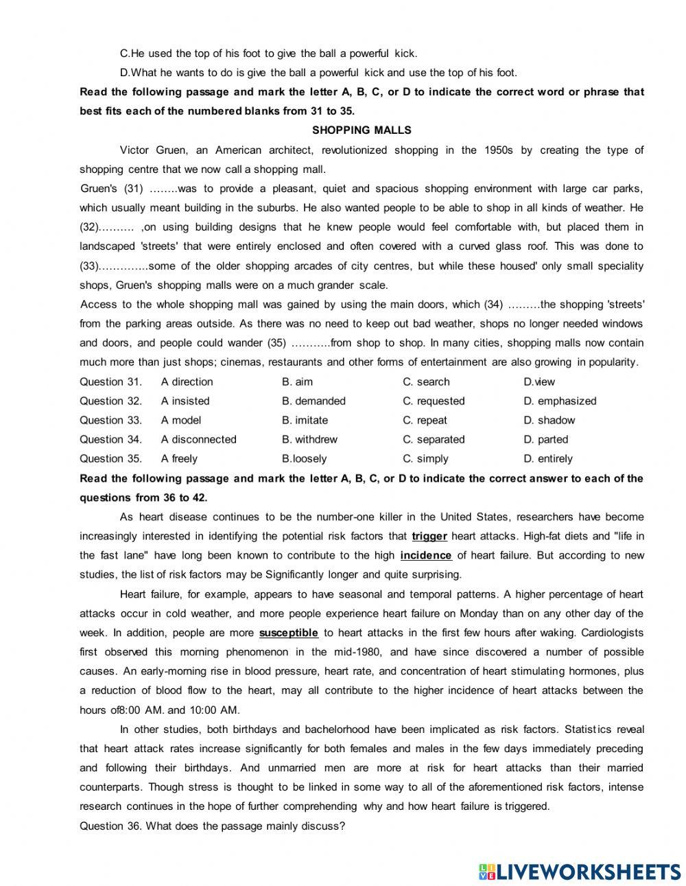 Trial test for grade12