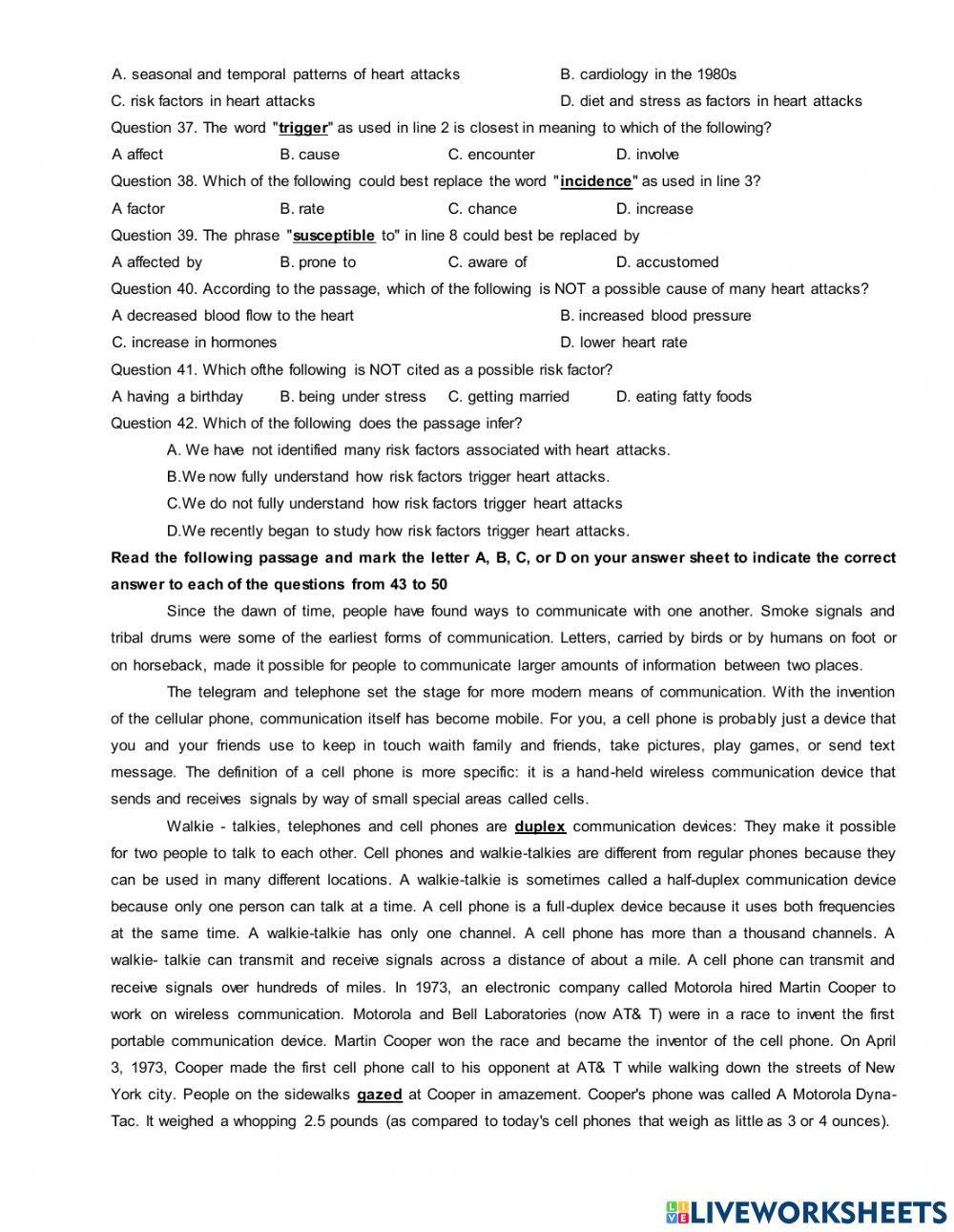 Trial test for grade12