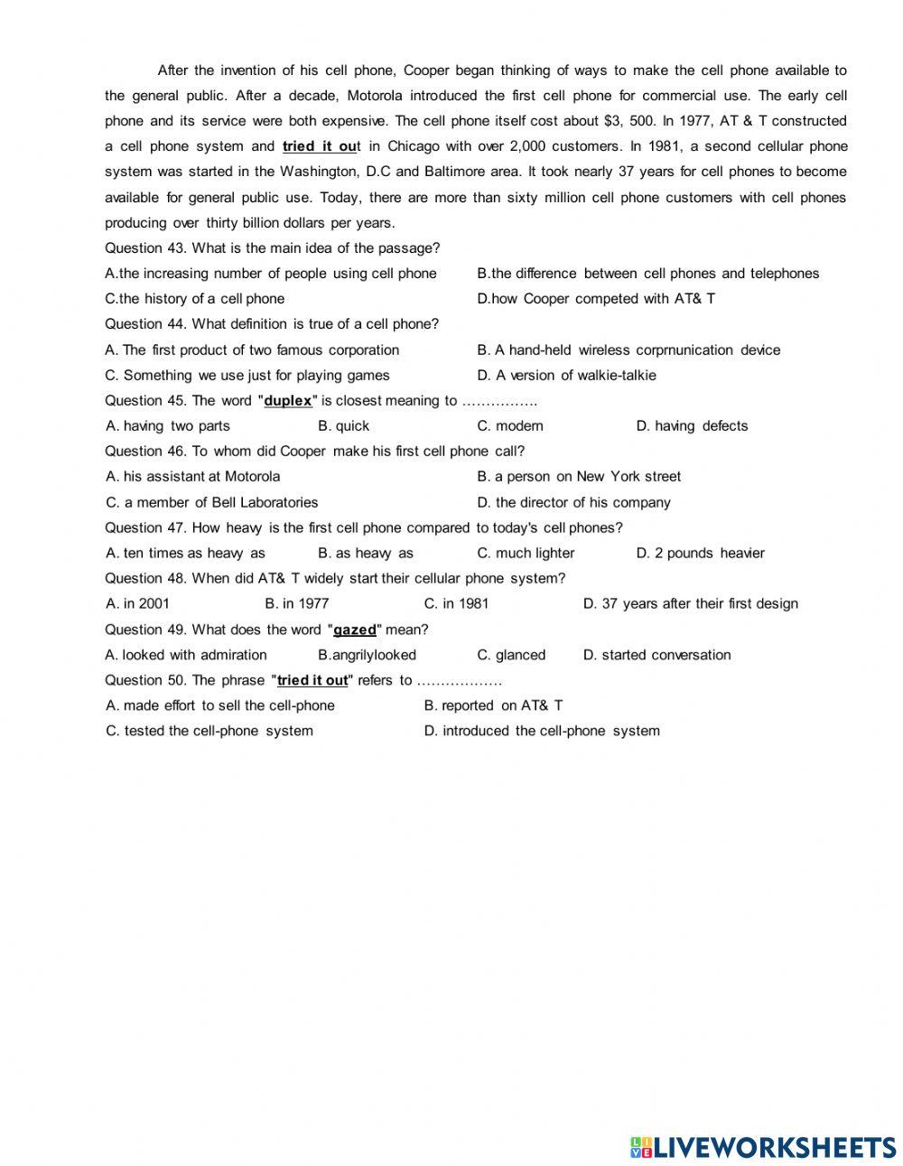 Trial test for grade12