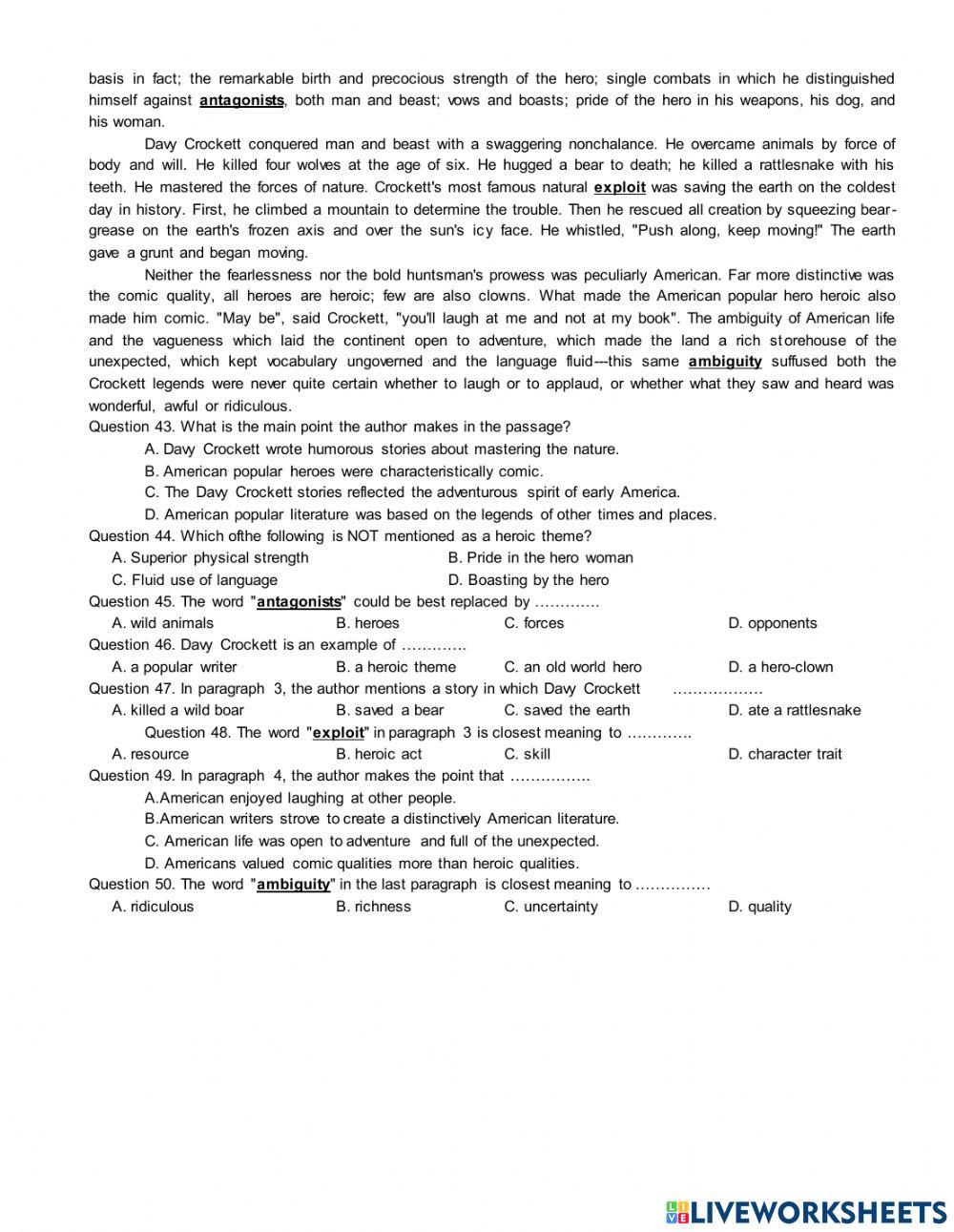 Trial test for grade 12