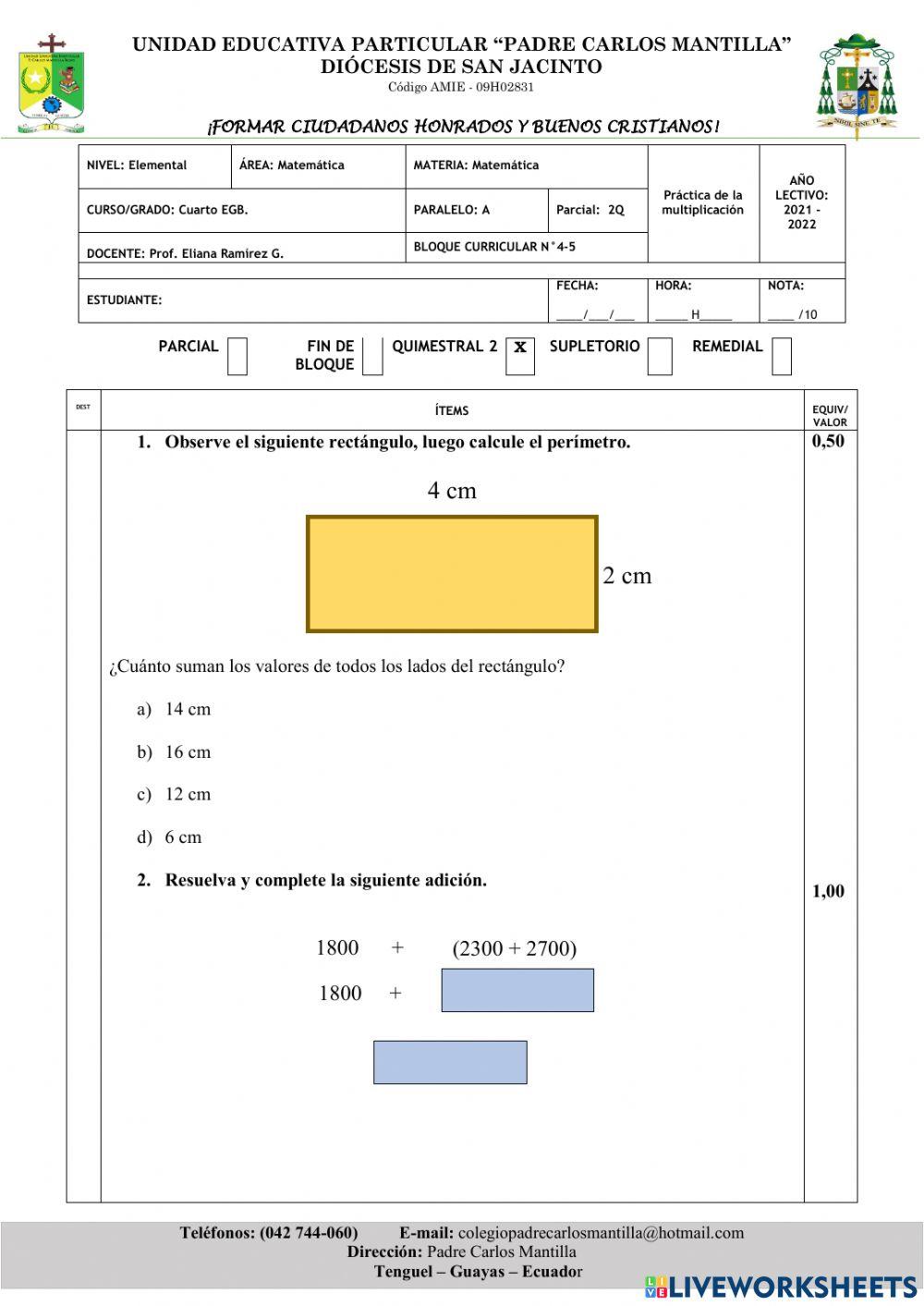 Quimestral matematica